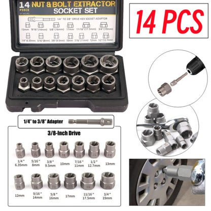 3-8 Locking Wheel Nut Remover Set Stud Bolt Impact Twist Socket Extractor Tool