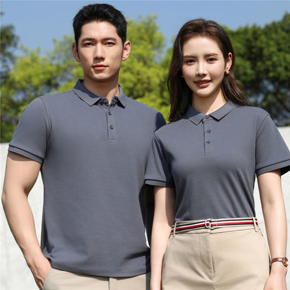 230g 40 Heavy Pearl Cotton Polo Shirt Short Sleeve Lapel