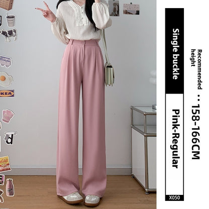 Loose Ice Silk Drape Wide-leg Straight Trousers