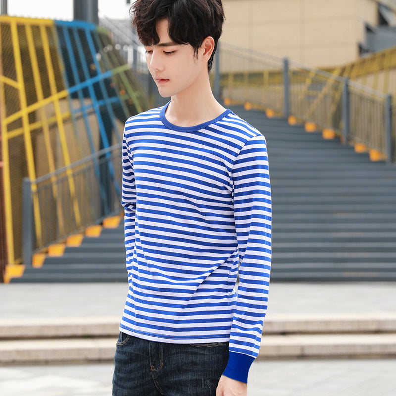 Men's Ribbed-sleeve Striped Sailor Shirt