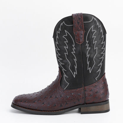 Western Denim Square Toe Motorcycle Men's Boots