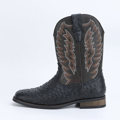 Western Denim Square Toe Motorcycle Men's Boots