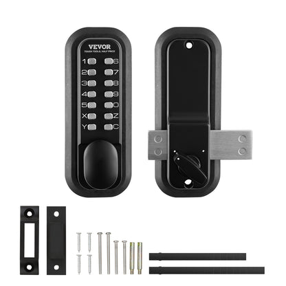 VEVOR Mechanical Keyless Entry Door Lock, 14 Digit Keypad, Outdoor Gate Door Locks Set With Surface-mounted Latch, Water-proof Zinc Alloy, Keypad And Knob, Easy To Install, For Garden, Garage, Yard
