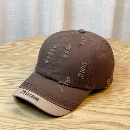 Double-stitching Shabby Embroidered Letter Baseball Cap