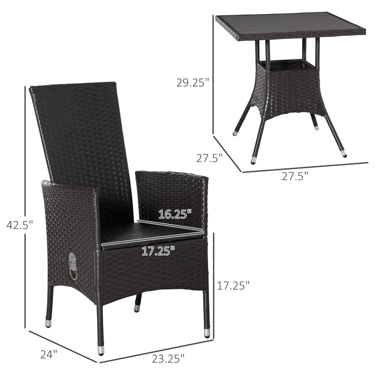 3 Piece Patio Bistro Set