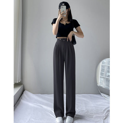 Ice Silk Mop Wide Leg Pants Women's Small High Waist