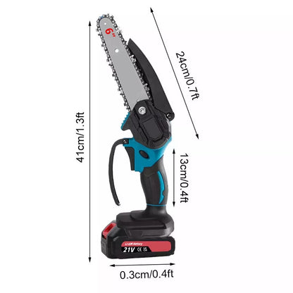 2 Battery 6-8  Mini Cordless Chainsaw Electric One-Hand Saw Wood Cutter