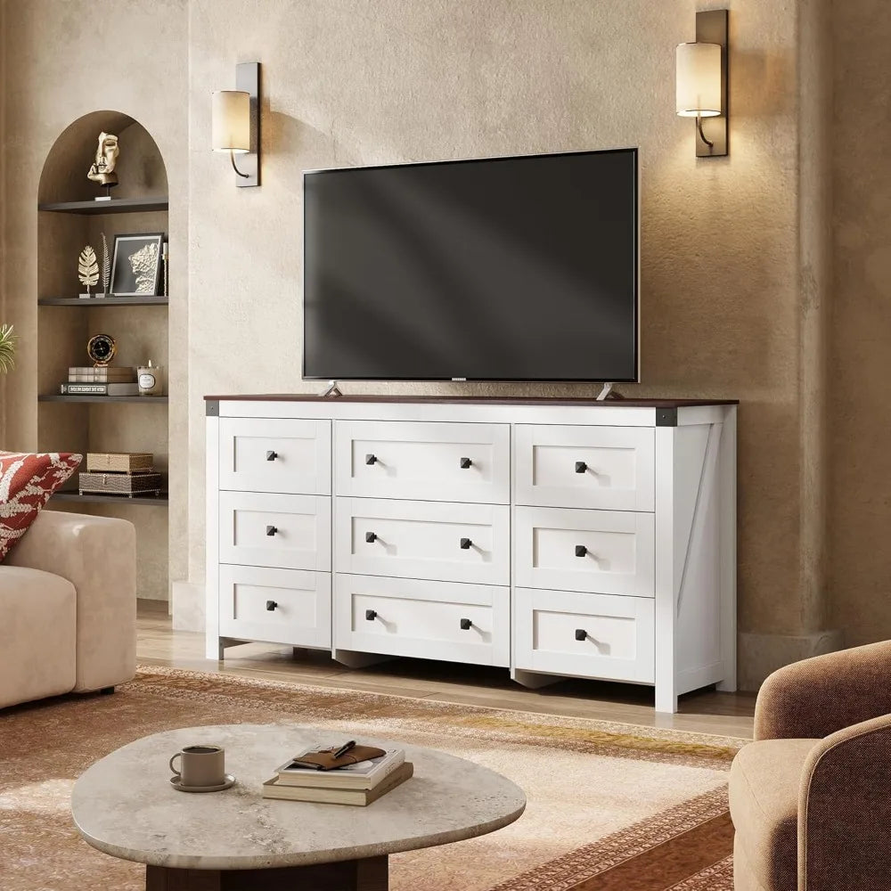 Farmhouse Dresser for Bedroom,Dresser Storage Organizer, Wood Chest of Drawers for Bedroom, for Living Room, Hallway