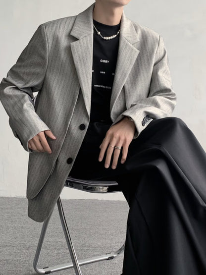 Men's Elegant Striped Faux Two-piece Blazers