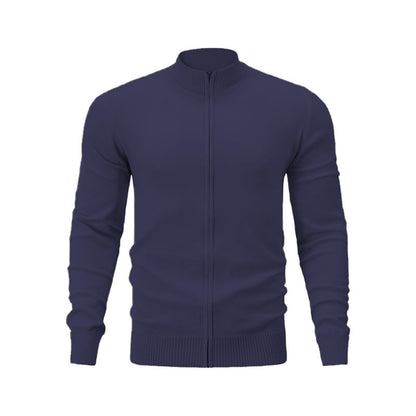 Stand Collar Casual Sports Sweater Solid Color Zipper Sweater