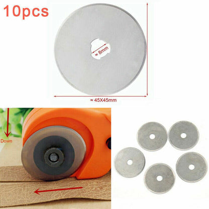 10PCS 45mm Rotary Cutter Replacement Blade Roller Cutter Blade Sewing Cutting A