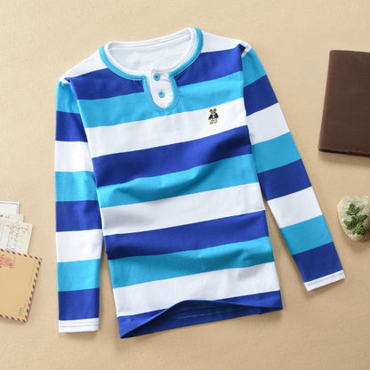 Turn-down Collar Long-sleeve T-shirt Childrens Clothing Business Top