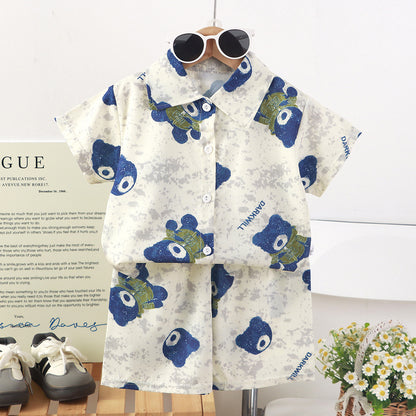 Childrens Set New Style Short-sleeve Shirt And Shorts