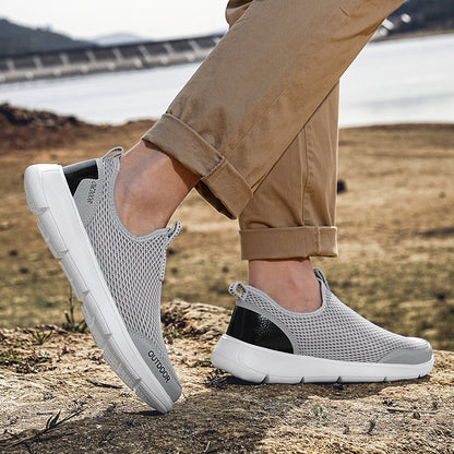 Men's Summer Breathable Mesh Surface Shoes Round Toe Slip-on