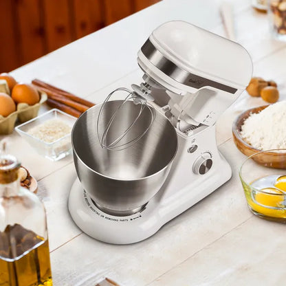 Geek Chef 4.8QT Electric Stand Mixer, 12 Speeds Tilt-head With Dough Hook, Whisk, Beater, Bowl, Rotary Knob, Home Kitchen Use, White