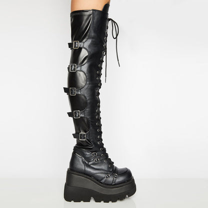 Over The Knee Boots Cross Lace Up Women's Party Boots