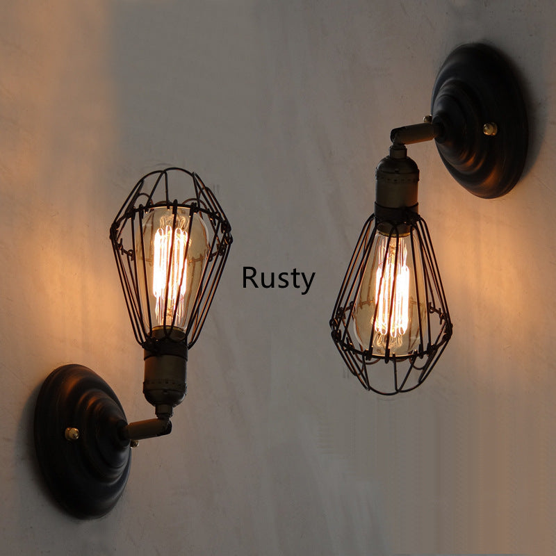 Retro LOFT American Country Industrial Style Wrought Iron Wall Lamp