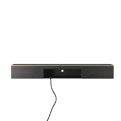 Floating TV Stand Wall Mounted With 16 Color LEDs,Modern TV Stand, Floating TV Cabinet Entertainment Center For 55 60 65 Inch TV,Black