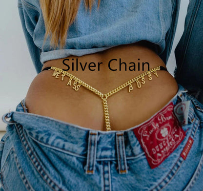 Exy Women Custom Thong With Letter Name Personality G-String Panties Underwear Waist Body Chain Lace Thongs Jewelry Gift