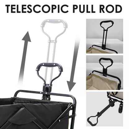 Large Foldable Outdoor Garden Beach Camping Trolley Cart 4 Wheel UK