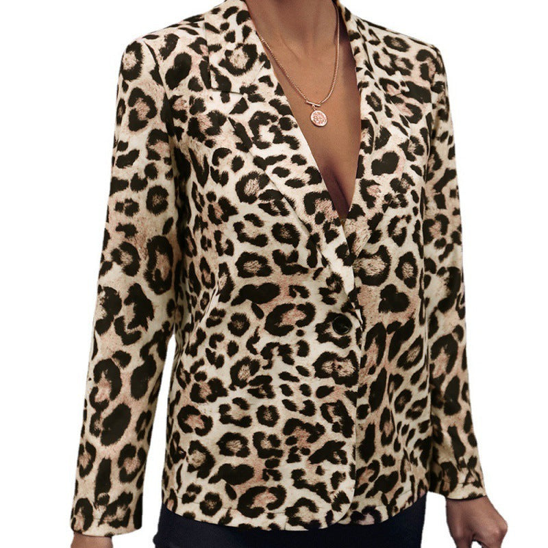 Leopard Print Single-breasted Casual Jacket