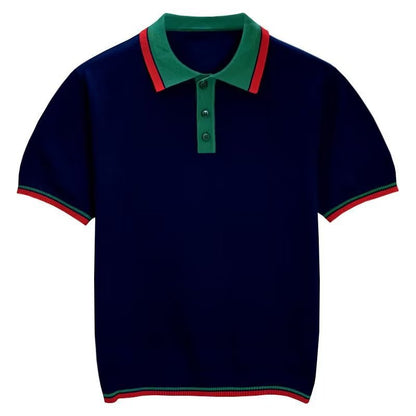 Mens Short-sleeve Striped Polo Shirt