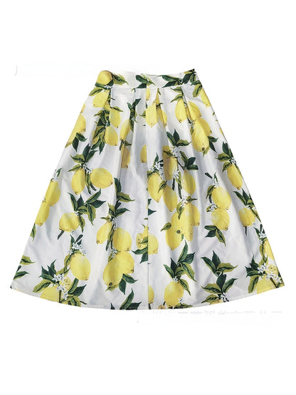 European And American Vintage Printed Floral Skirt