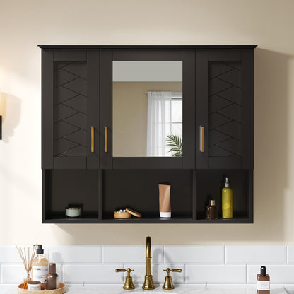 35 Inch 2-in-1  Wall Mounted Medicine Cabinet With Adjustable Shelves & Soft Close Doors, High-Define Mirror With Storage For Bathroom Vanity
