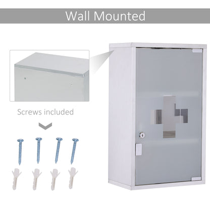 Medicine Cabinet Lockable 12x20, Stainless Steel, 3 Tier With Shelves For Bathroom Storage