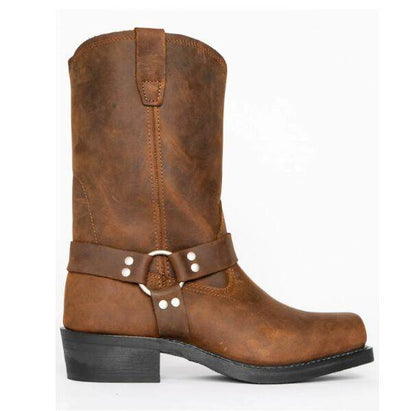 Vintage Men's Cowboy Boots Belt Buckle Ring High Top