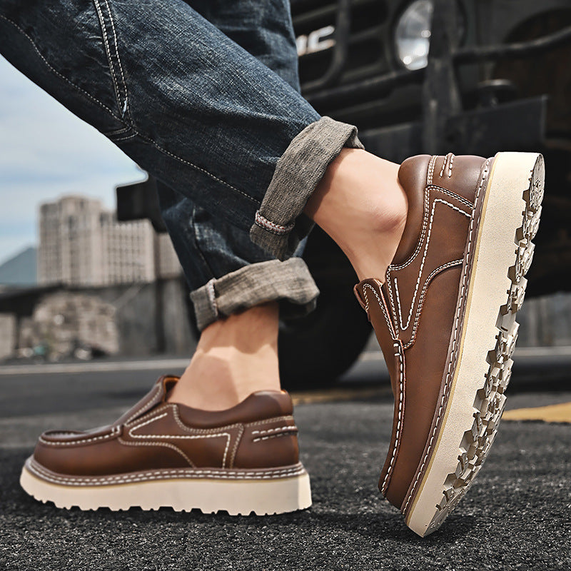 Low-top Thick-soled Men's Big Toe All-match Casual Leather Shoes