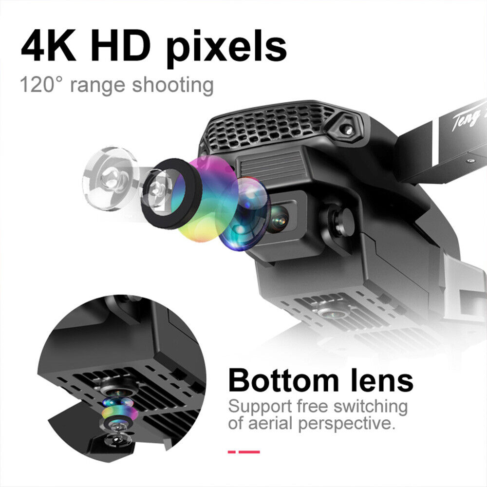 E88 Pro WIFI FPV Quadcopter With Fordable HD 4K Wide Angle Dual Camera Drone RC