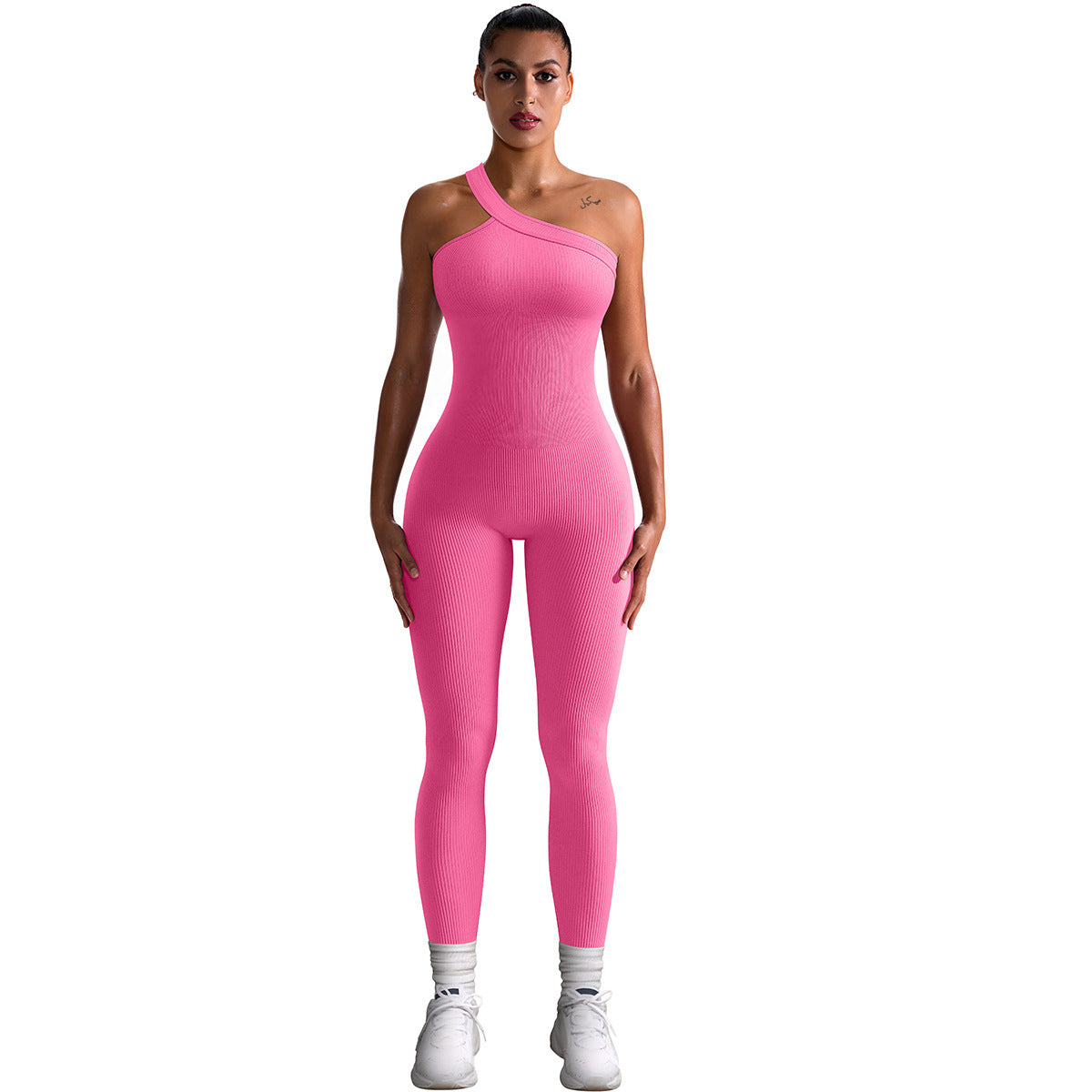 New One Shoulder Sports Jumpsuit For Women