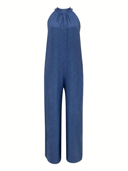 Sleeveless Halter Ruffled Young Women's Jumpsuit