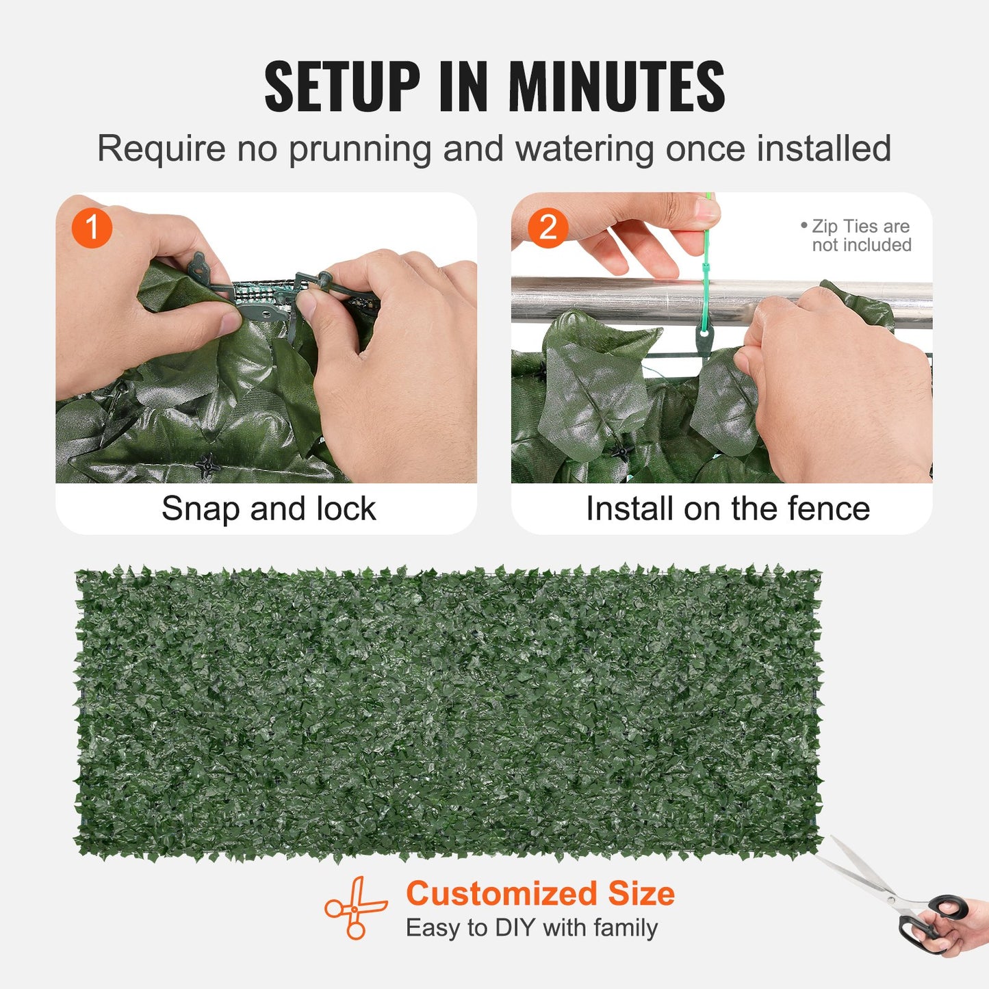 Ivy Privacy Fence, 1.5 X 4m Artificial Green Wall Screen, Greenery Ivy Fence W/ Mesh Cloth Backing And Strengthened Joint, Faux Hedges Vine Leaf Decoration For Outdoor Garden, Yard, Balcony
