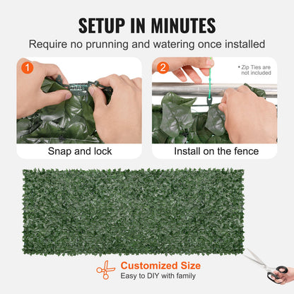 Ivy Privacy Fence, 1.5 X 4m Artificial Green Wall Screen, Greenery Ivy Fence W/ Mesh Cloth Backing And Strengthened Joint, Faux Hedges Vine Leaf Decoration For Outdoor Garden, Yard, Balcony