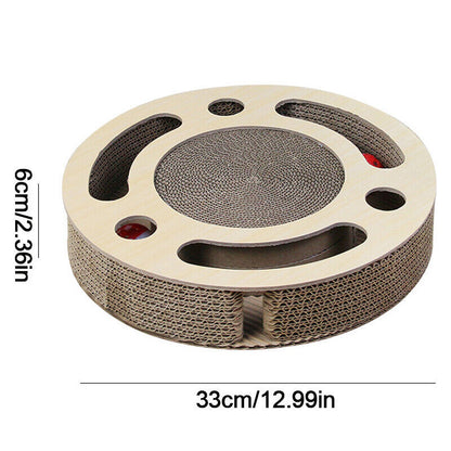 Cat Scratcher Pad Toy 3 In 1 Round Corrugated Scratching Toy With Bell Ball