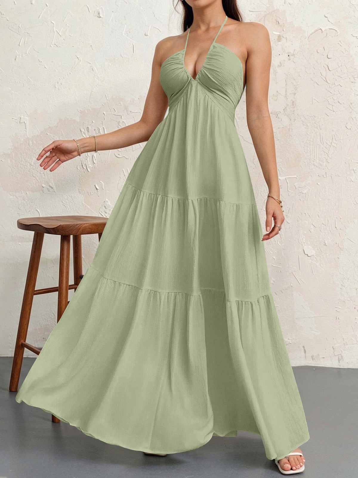 Womens Backless Halterneck Dress