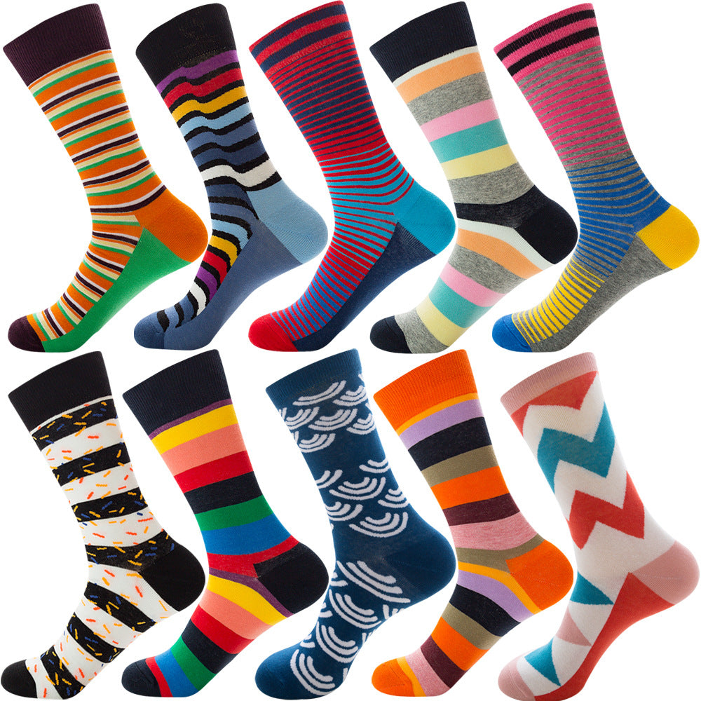 Autumn Diamond-patterned Mens Socks Christmas Animal And Fruit-themed Socks