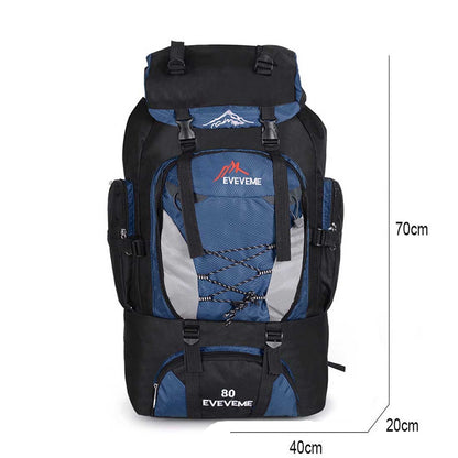 80L Extra Large Hiking Camping Backpack Rucksack Waterproof Travel Luggage Bag Blue