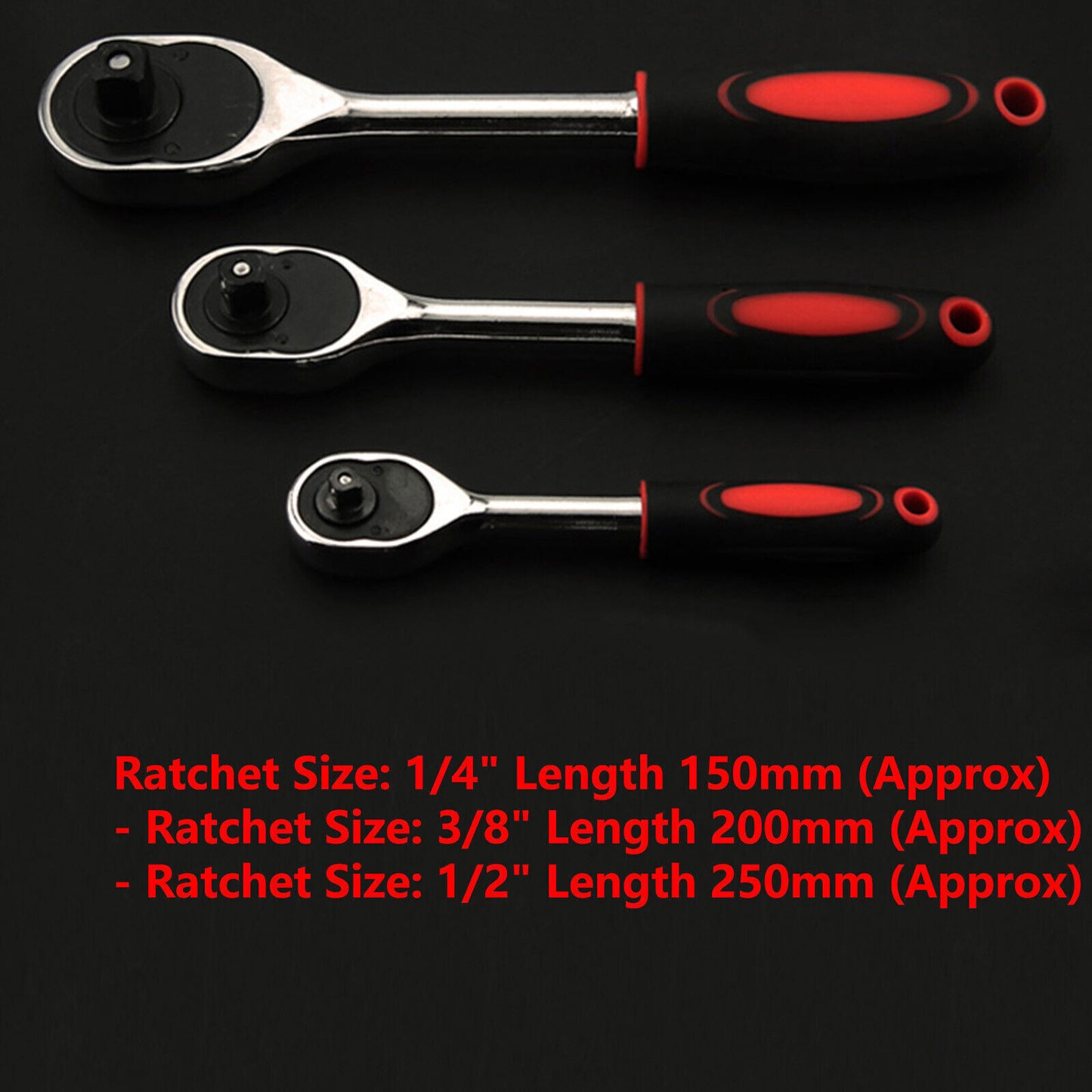 3 Piece 1 2  3  8  & 1  4  Ratchet Set Drive Heavy Duty Ratchet Socket UK