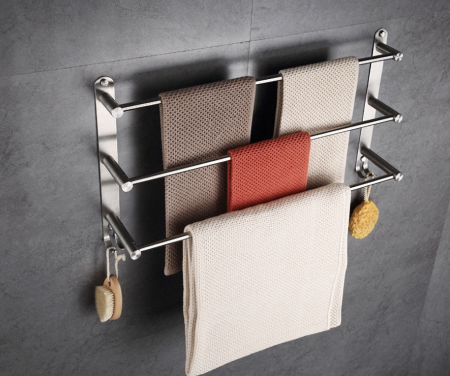 304 Stainless Steel Towel Free Perforated Single And Double Pole Bath Towel Rack