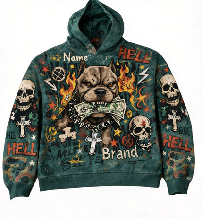 Men's Loose-Fit Long-Sleeve Hooded Pullover Sweatshirt