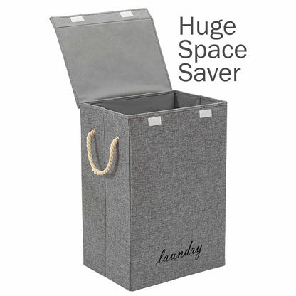 Laundry Basket Dirty Washing Clothes Storage Folding Bin Bag Hamper With Lid