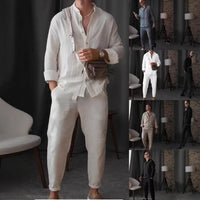 Mens Casual Sporty LongSleeve Top And Pants Set Simple Style