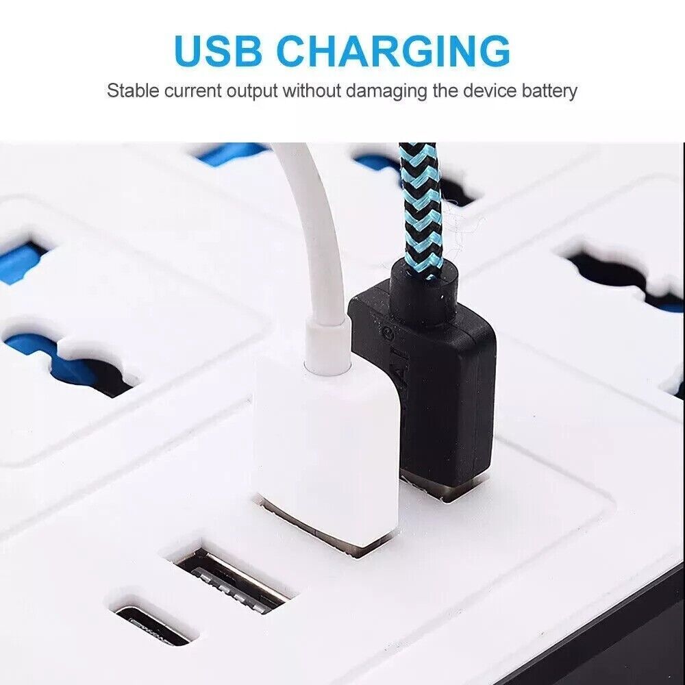 Extension Lead Cable Electric Mains Power 6 Gang Way 4 USB  Plug Socket