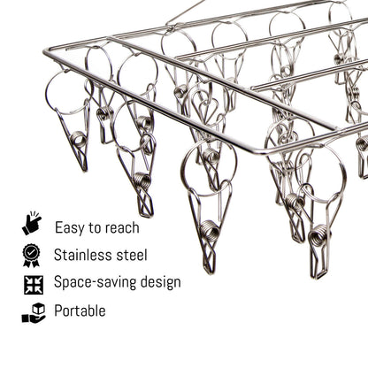 36 Thickened Clip Underwear Sock Hanger Laundry Airer Dryer Rack StainlessSteel
