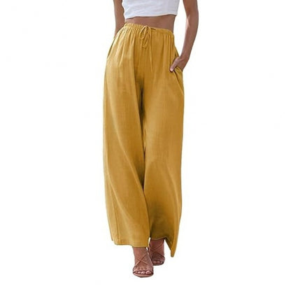 Loose Casual Pocket Drawstring Wide-leg Pants For Women