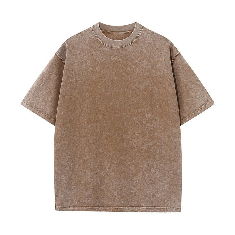 American-style Stir-fried Snowflake Batik Crewneck Short Sleeves