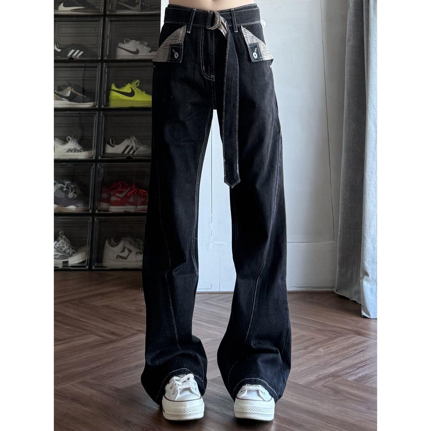 Mens American-style High-street Jeans Loose-fit Slimming Straight-leg Design